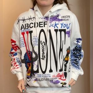 White graphic hoodie